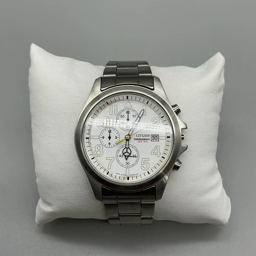 Citizen Chronograph WR100 Mens Watch 40mm Stainless For Parts Not Running
